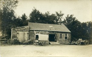 Blacksmith shop in West Minot, ca. 1900